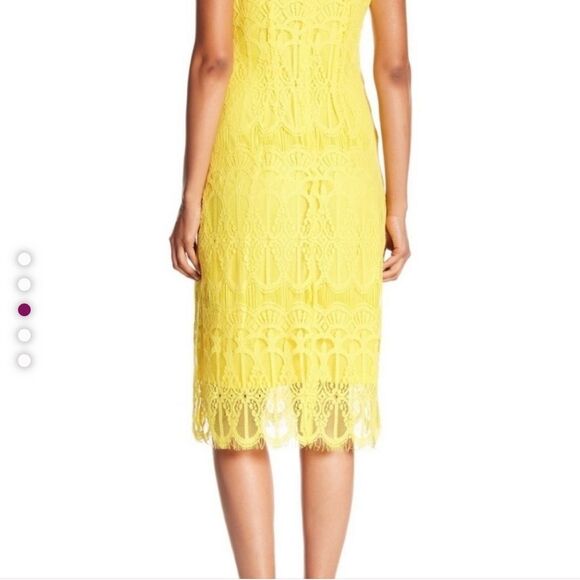 NWT Sharagano Yellow Lace Midi Dress size 14. - Picture 2 of 7